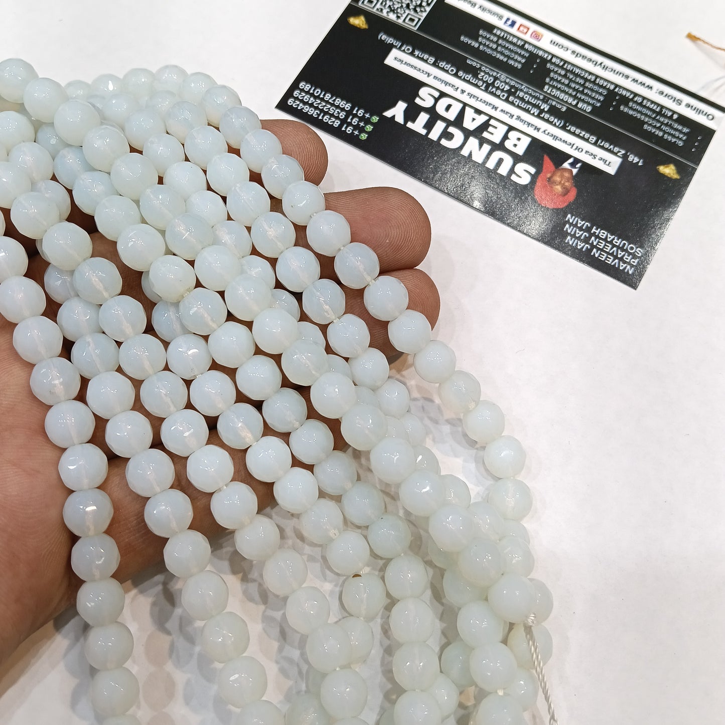 White 8mm agate beads 1string