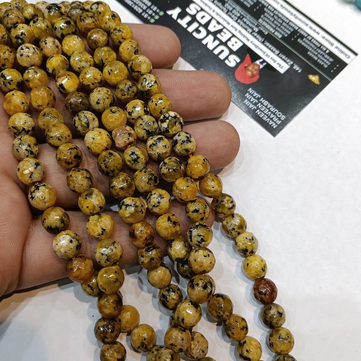 Yellow turquoise 8mm agate beads 1string
