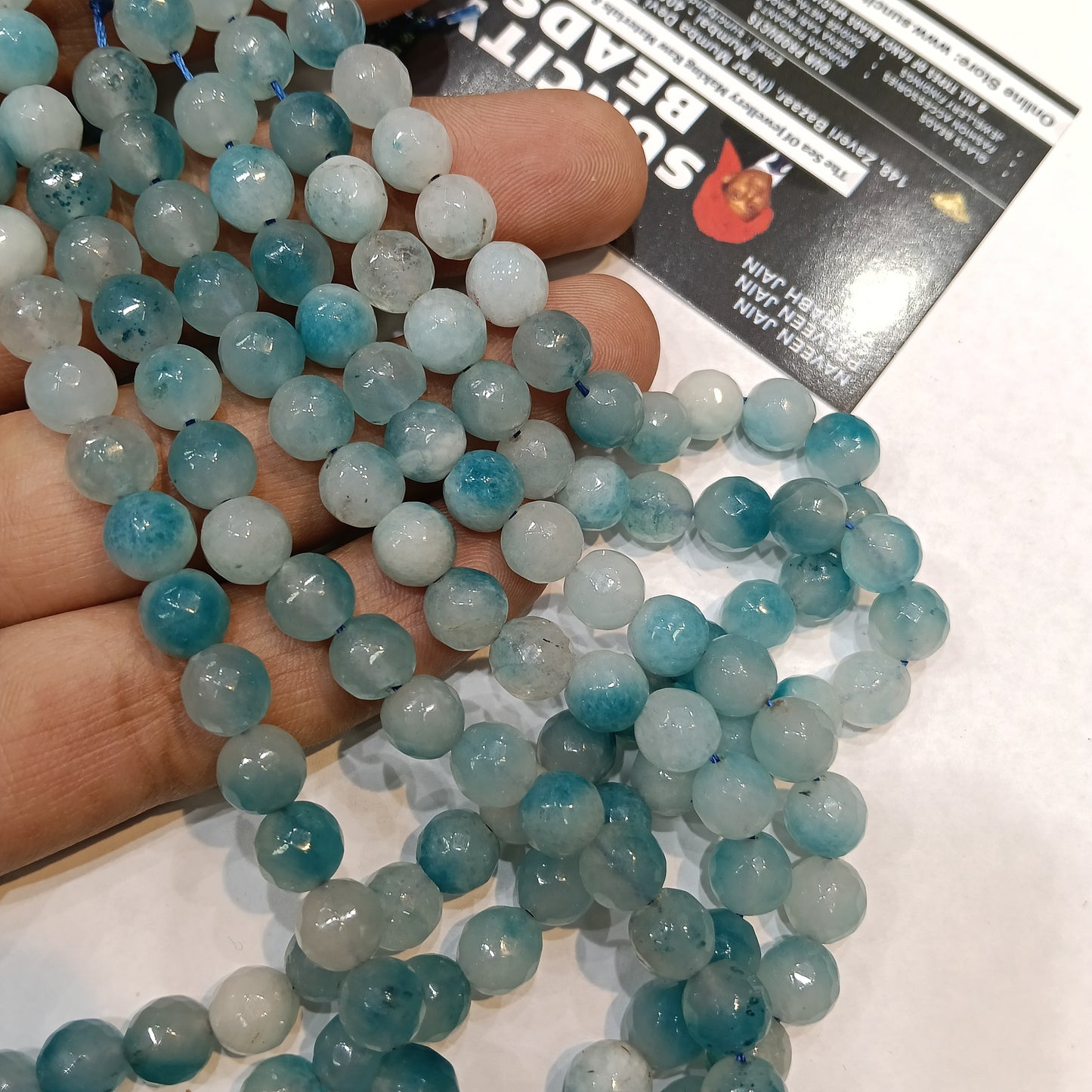 Pearl blue 8mm agate beads 1string