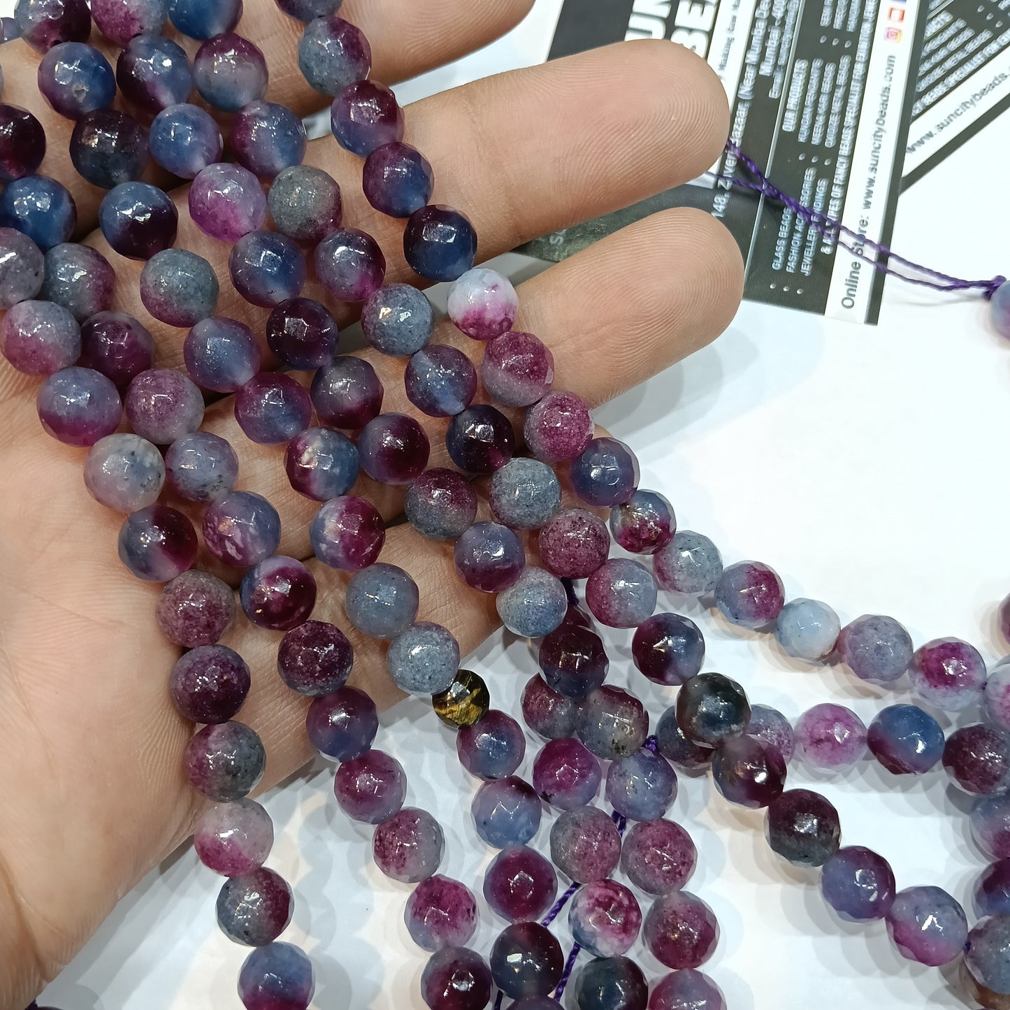 Wine shaded in greyish 8mm agate beads 1string