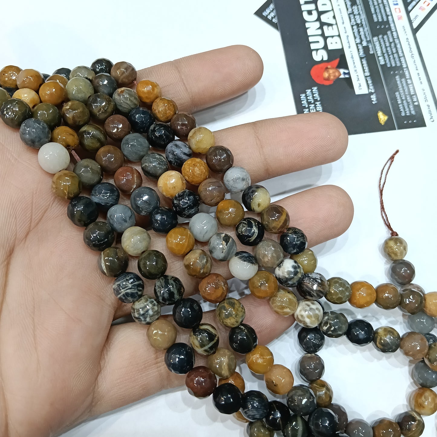 Brown multi agate beads 8mm