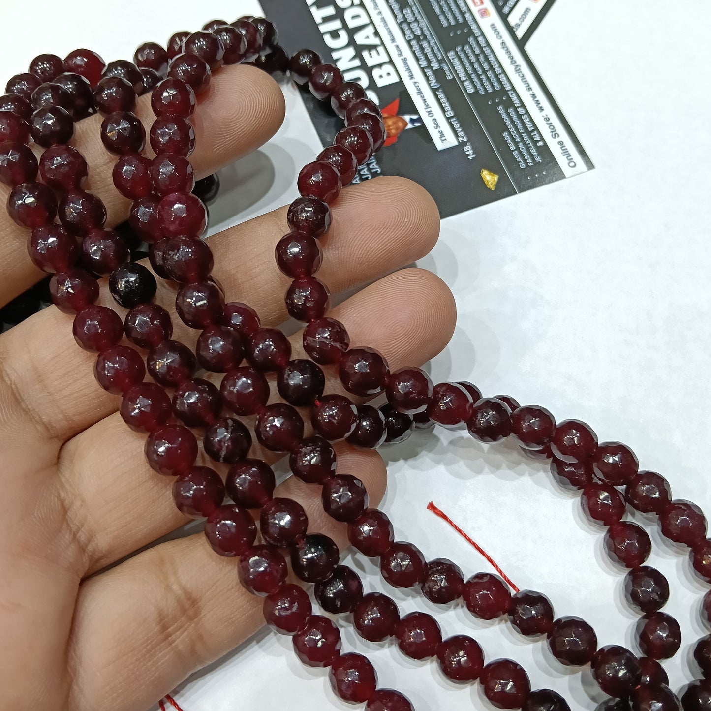 Maroon agate beads 8mm 1string