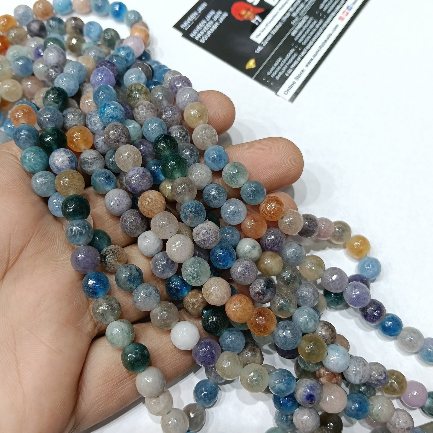 Shades of blue agate beads 8mm 1string