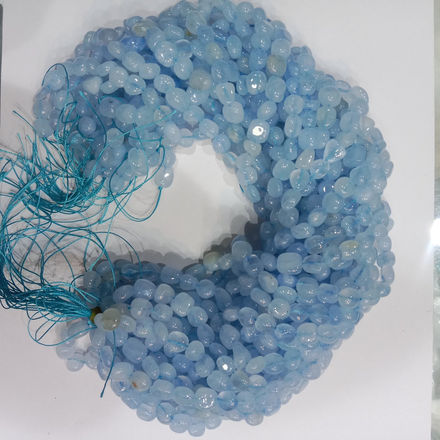 Aquamarine nugget tumbel stones beads 1 string