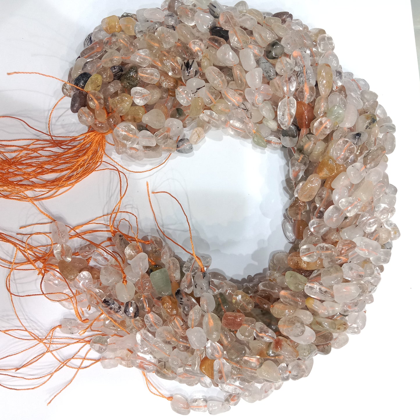 Natural multi moonstone smooth tumbel stones beads 1 string