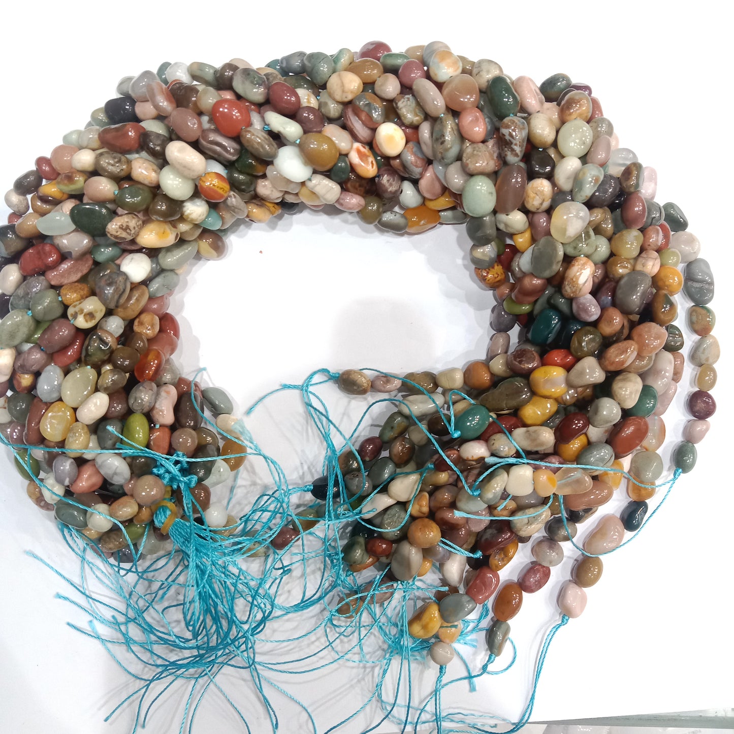 Natural aqua terra tumbel stones beads 1 string
