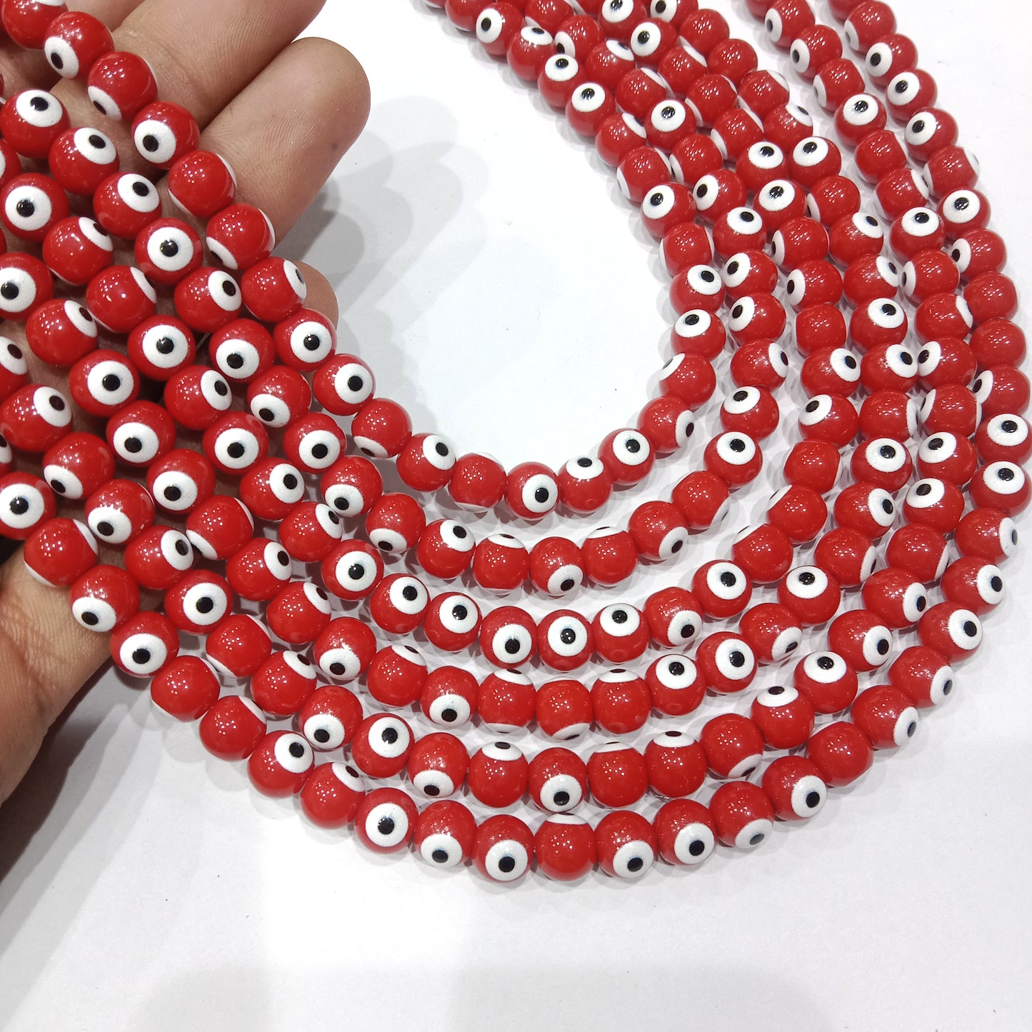 Evil eye beads 8mm 1 string red color