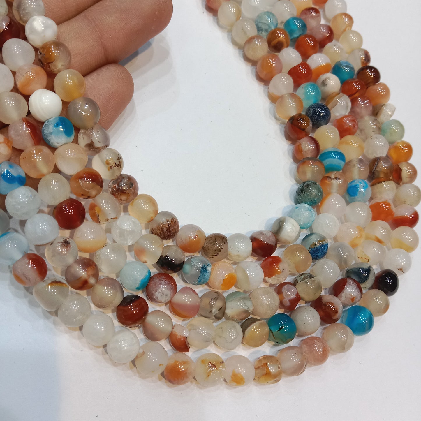 Multi color round Agate Beads (8mm) 1 string – by Suncity Beads.
