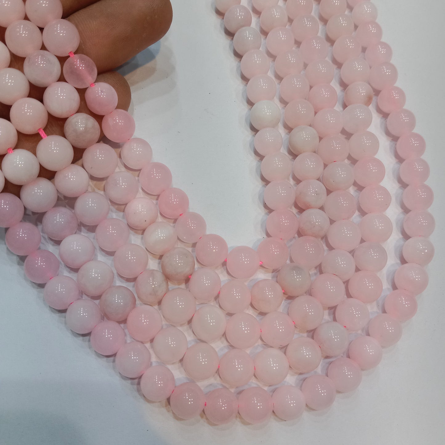 Rose quartz pink round Agate Beads (8mm) 1 string – by Suncity Beads.