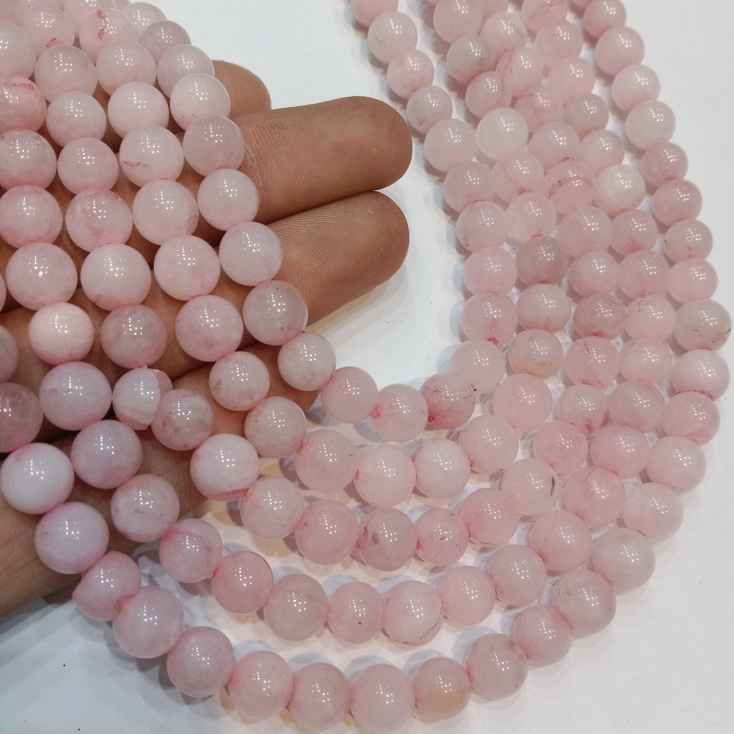 Rose quartz agate Beads (8mm) 1 string – by Suncity Beads.