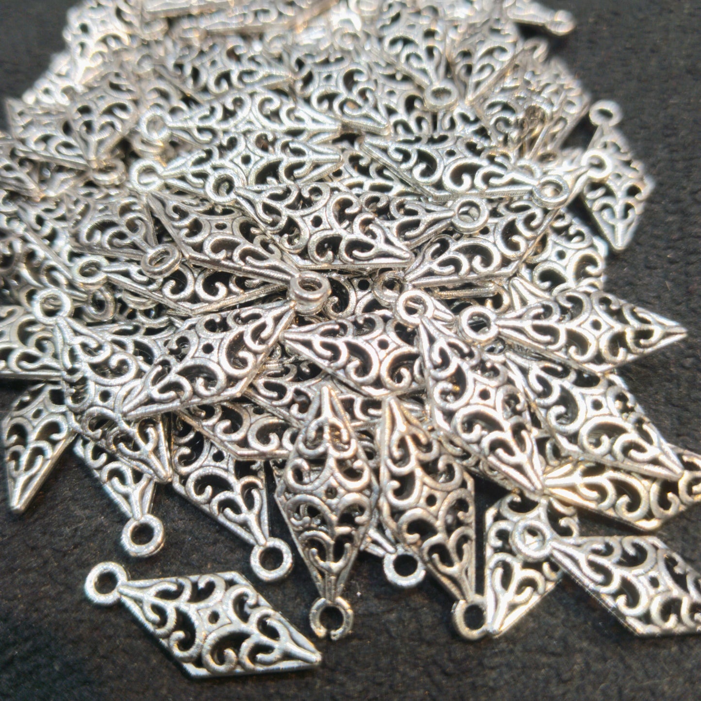 Teardrop shape silver oxidized metals 14mm 1 pkt 60 pcs.