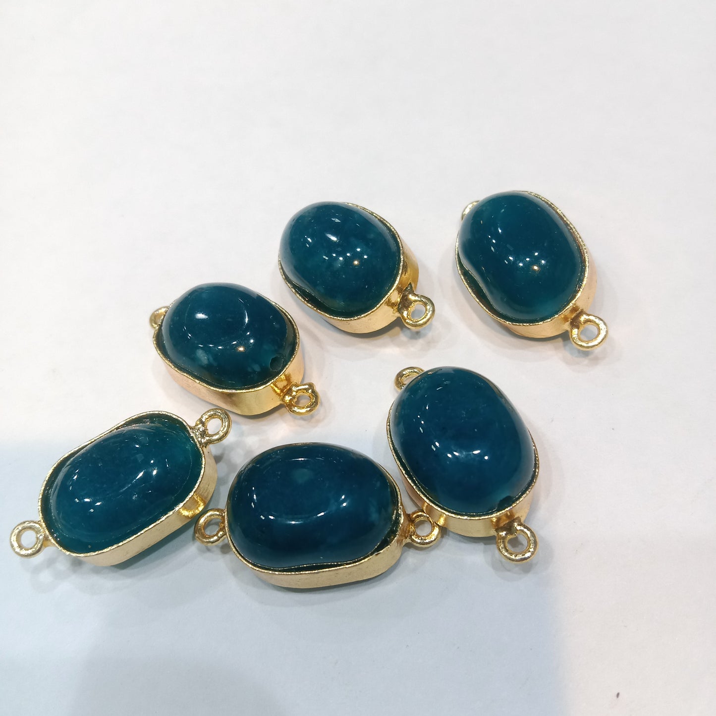 Peacock blue Tumble stone connectors 6 pcs