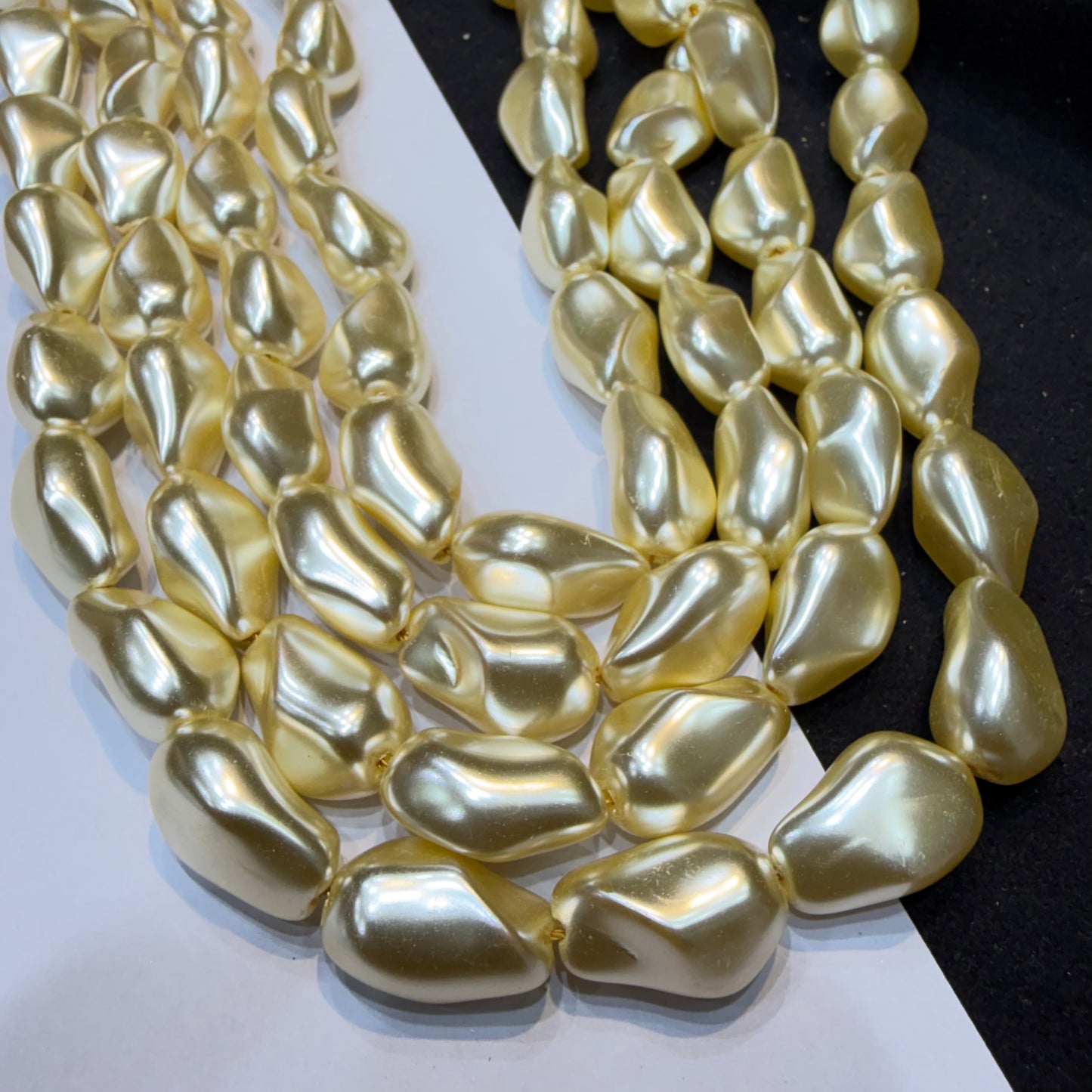 Metallic LCD gold colour barque pearl beads 1 string
