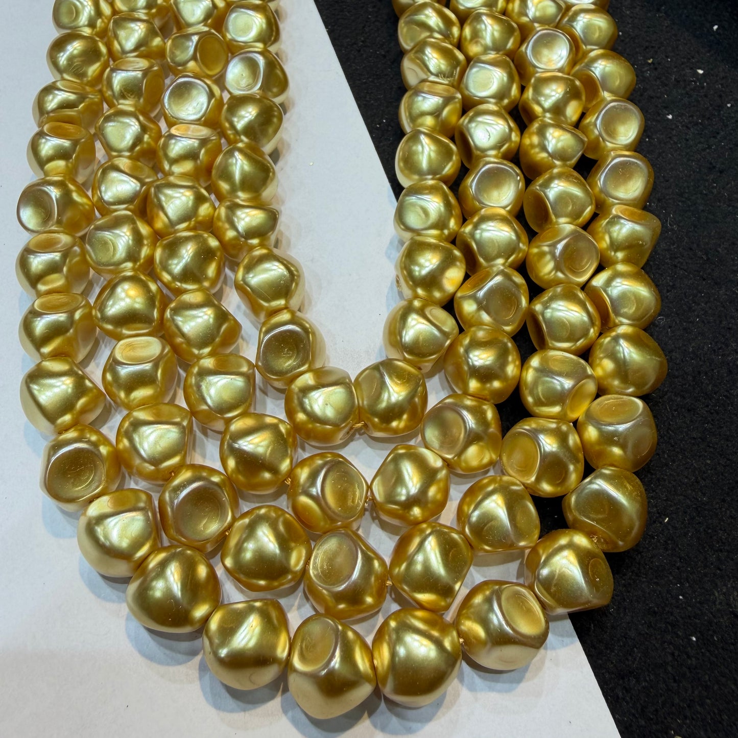 Metallic light gold colour barque pearl beads 1 string
