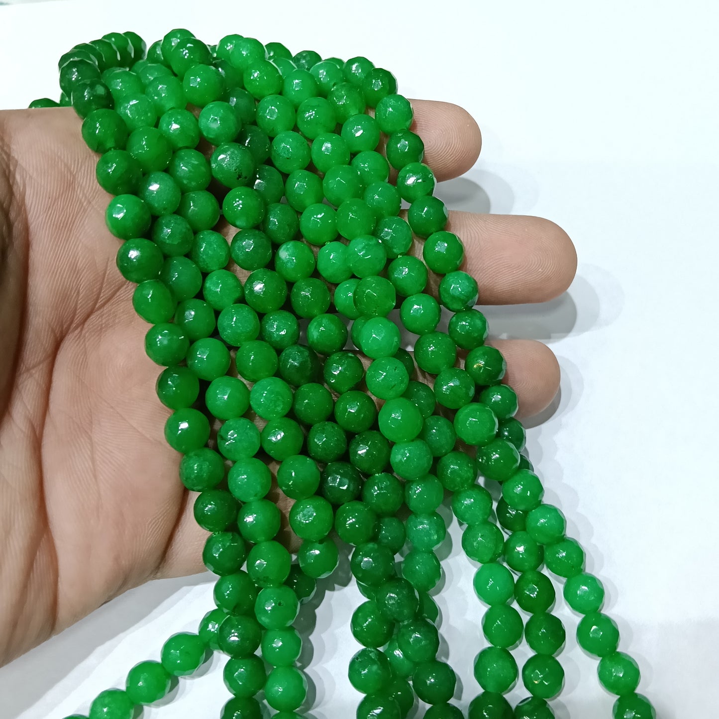 Light green shaded with green 8mm agate beads 1string