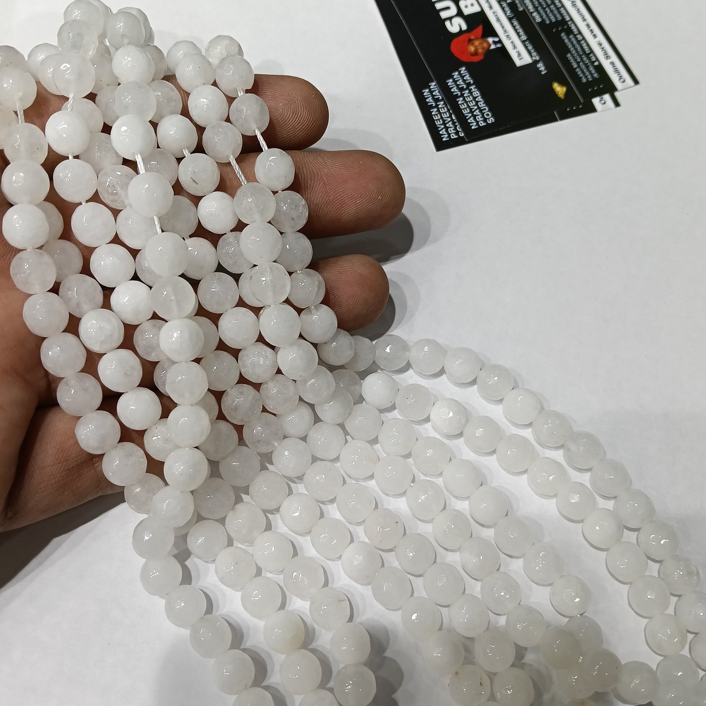 White 8mm agate beads 1string