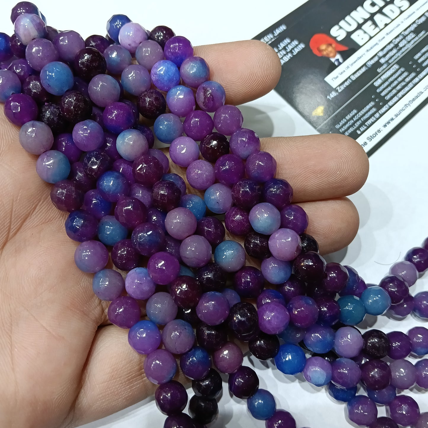 Purple shaded with blue 8mm agate beads 1string