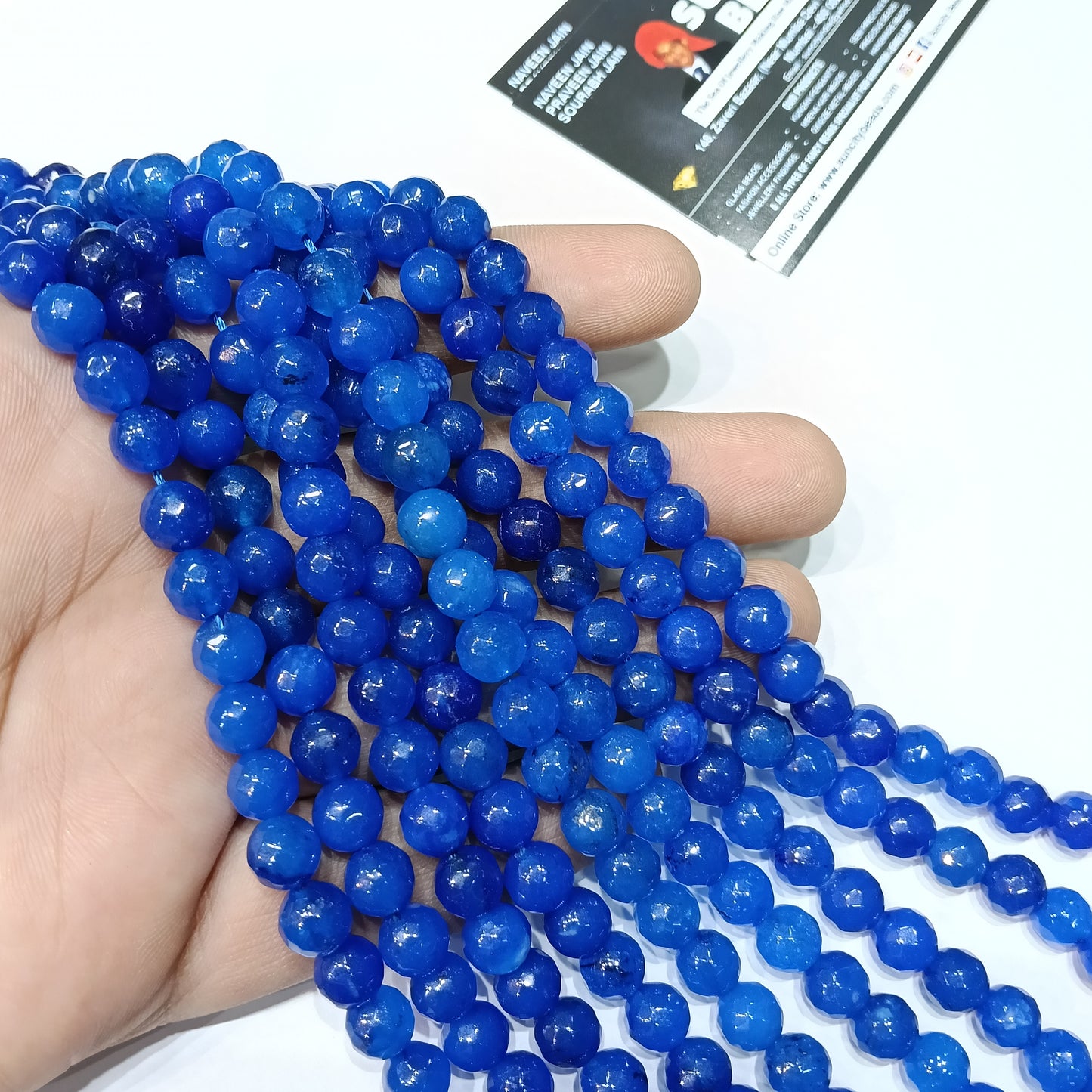 Bright blue 8mm agate beads 1string