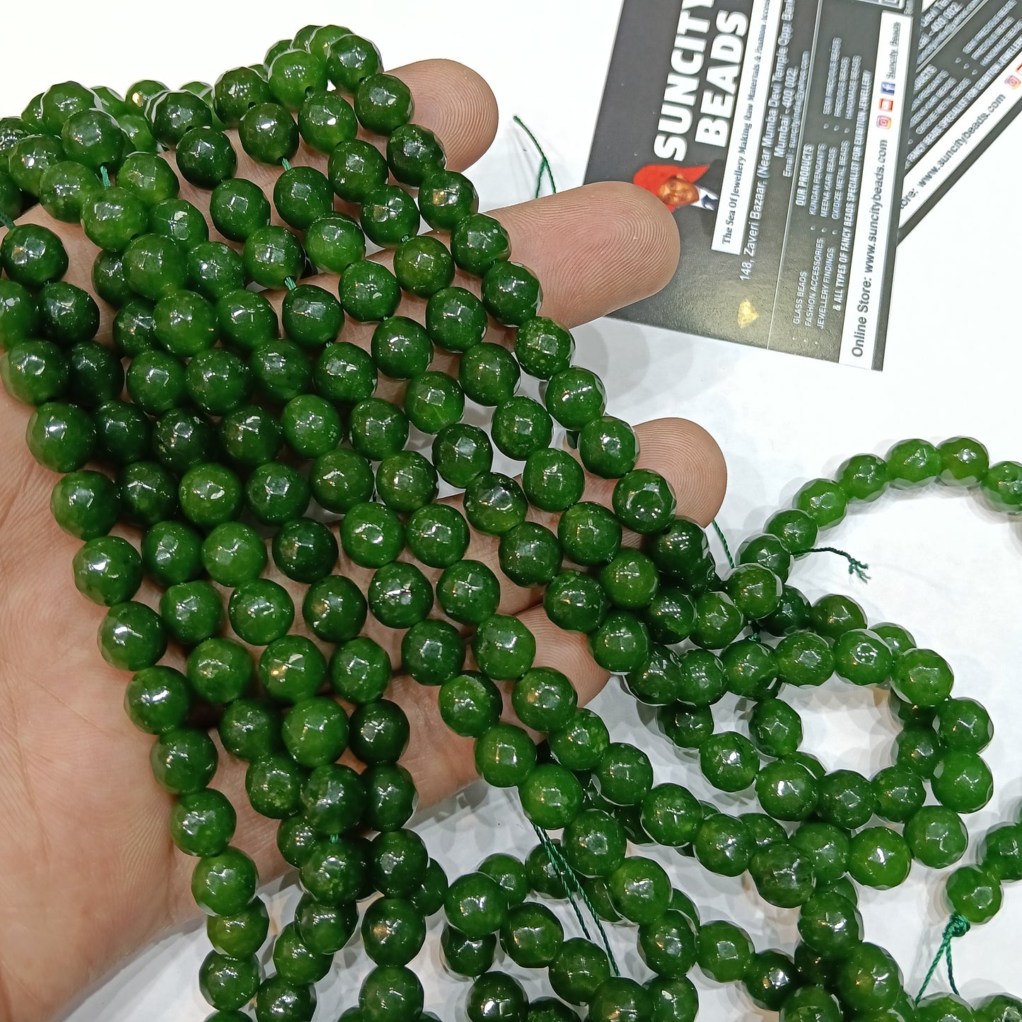 Green texture black 8mm agate beads 1string