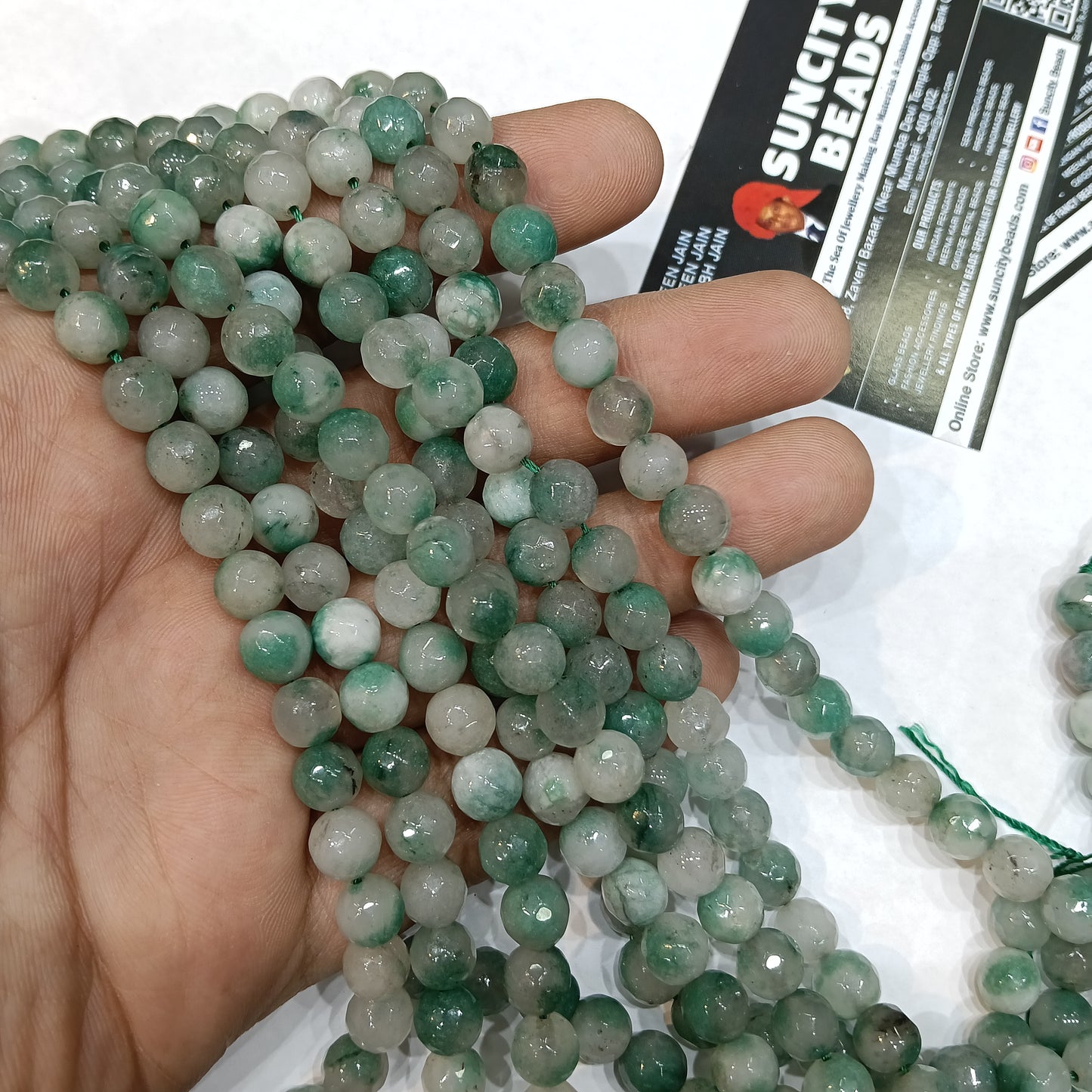 Texture green 8mm agate beads 1string