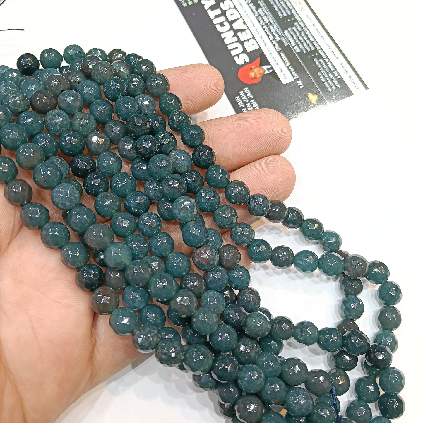 Shaded Green 8mm agate beads 1string