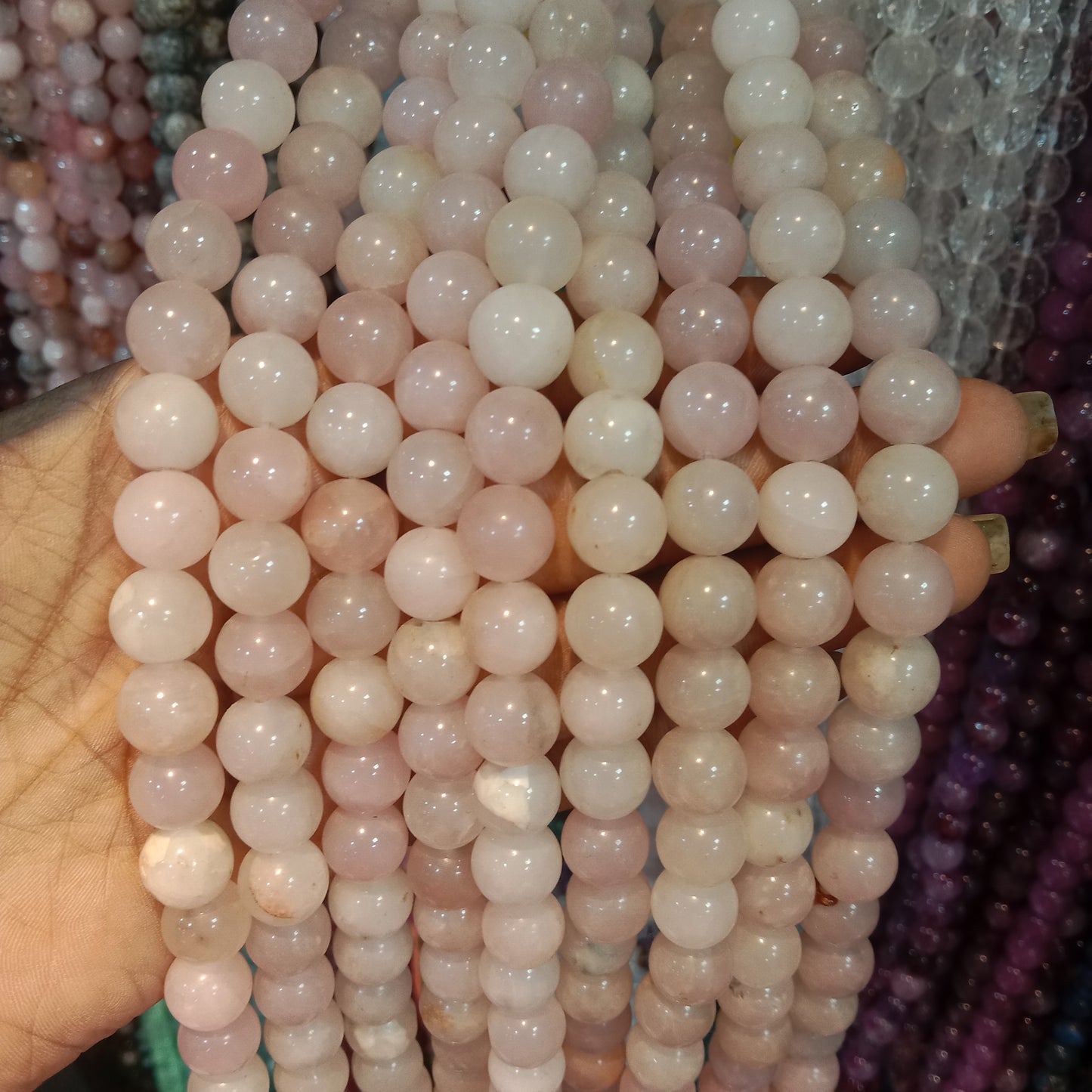 Rose Quartz texture agate beads 10mm 1 string