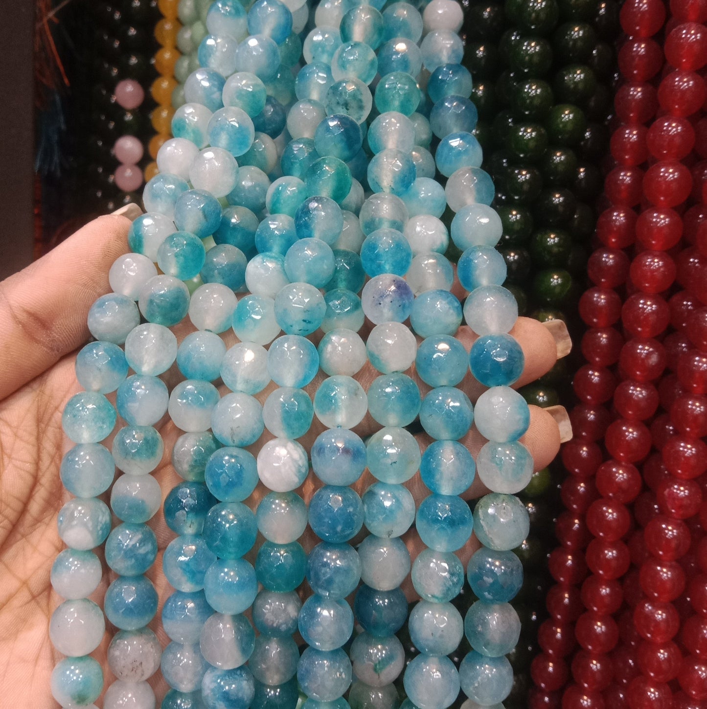 Blue Spot Jasper Texture agate beads 10mm 1 string