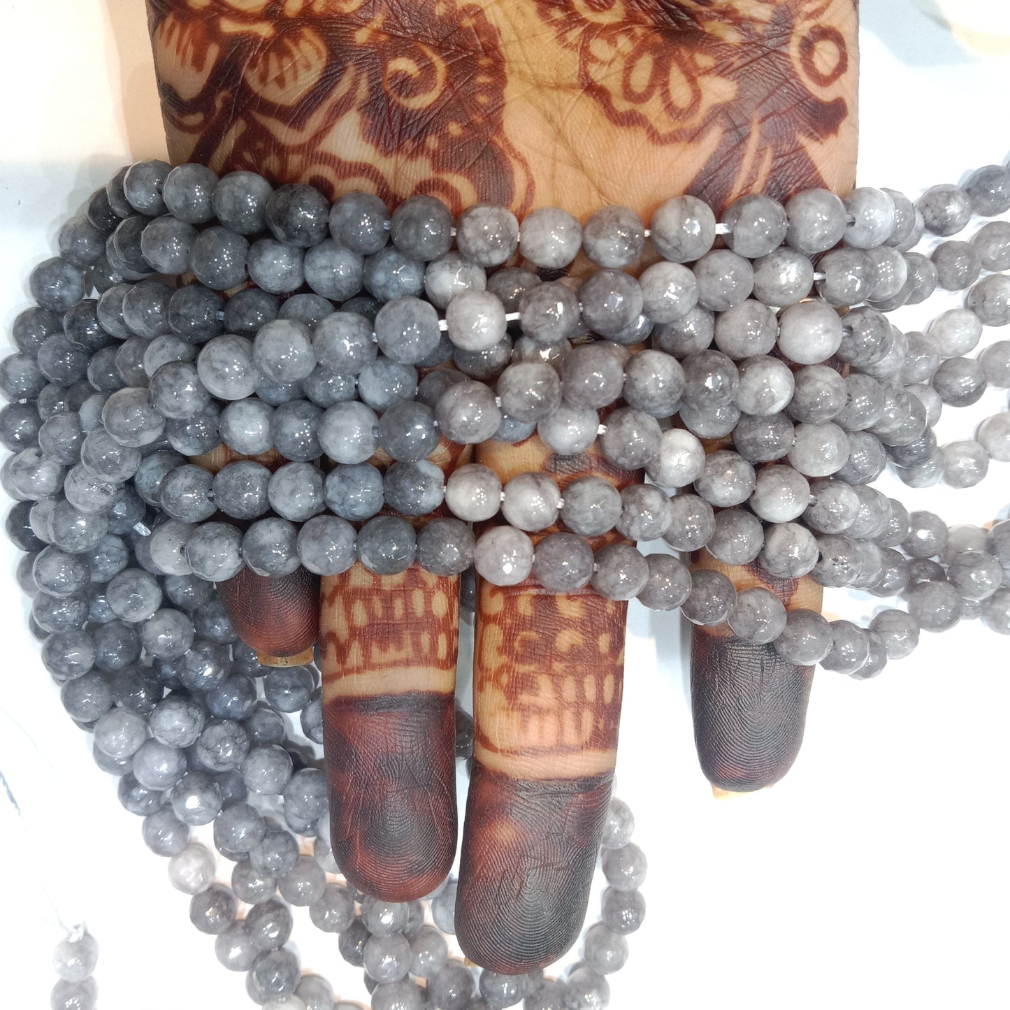 Smoky gray round agate Stones Beads 1 string 6mm