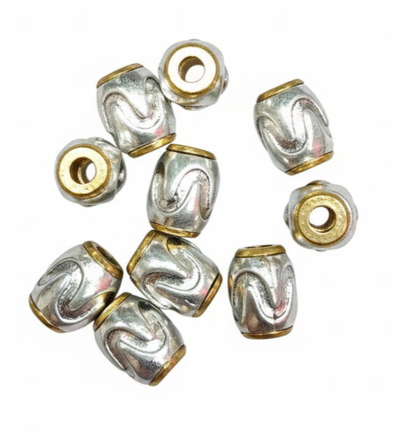 Premium 10mm Oxidized Golden-Silver Metal Beads