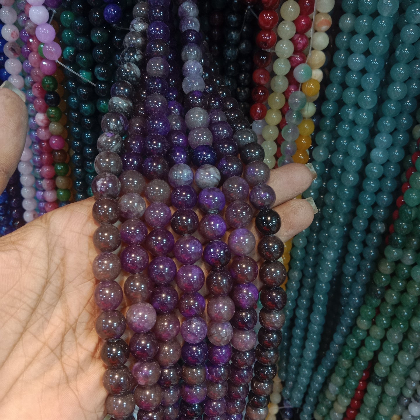 Natural Dark Charoite texture agate beads 10mm 1 string