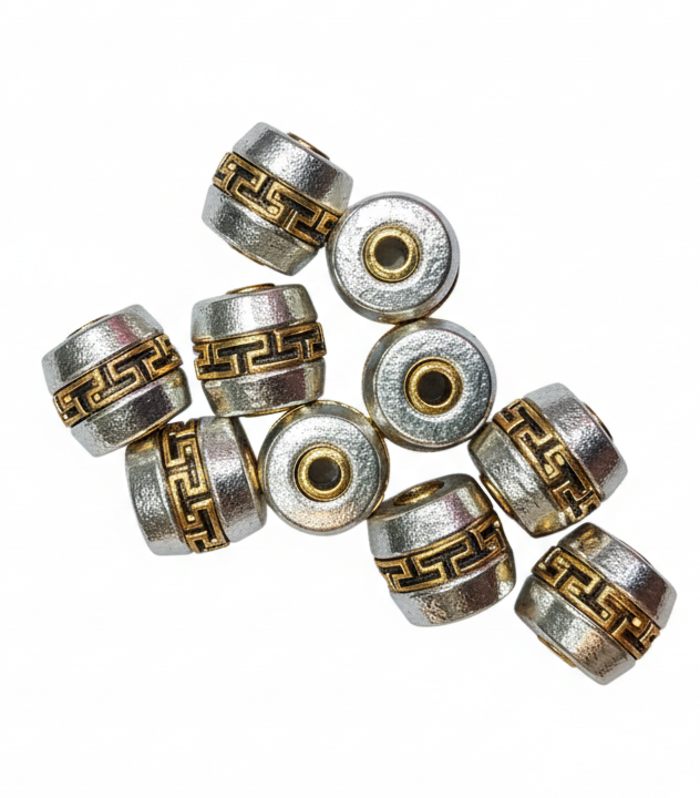 Premium 10mm Oxidized Golden-Silver Metal Beads –