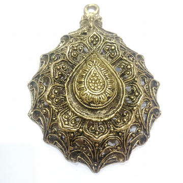 Gold oxidized 3D layered filigree focal crown shape pendants 1 pc.