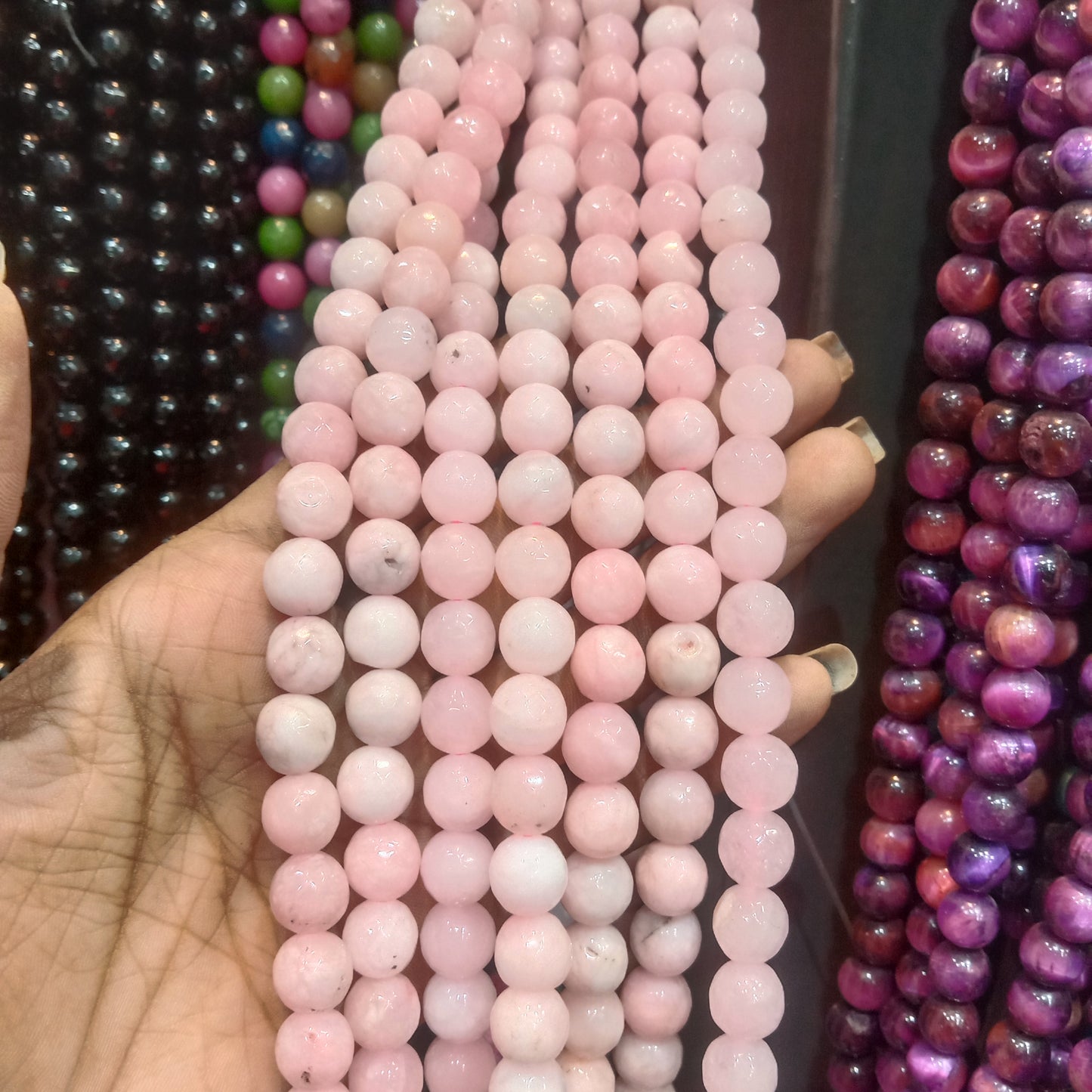 Pink Opal Texture agate beads 10mm 1 string
