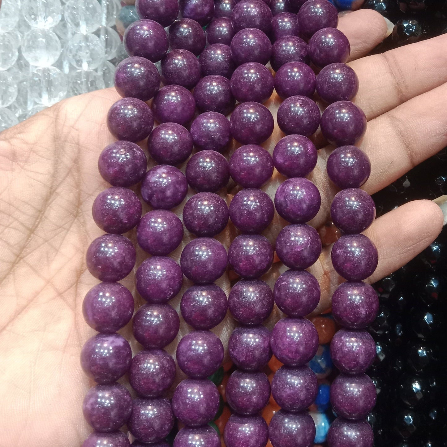 Purple Mica Texture agate beads 10mm 1 string