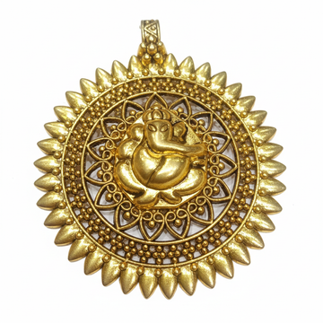 Lord Ganesha surya medallion gold oxidized pendants 1 pc.