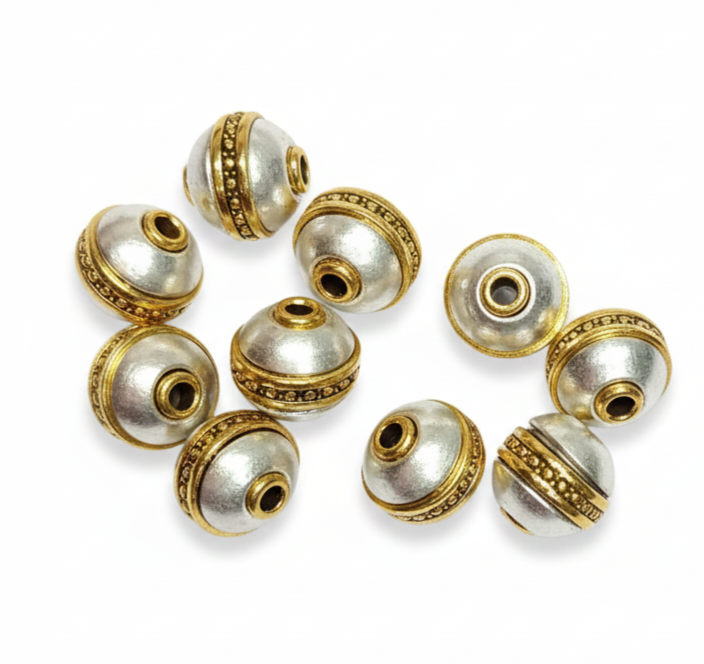 Premium 10mm Oxidized Golden-Silver Metal Beads – SunCity Exclusive