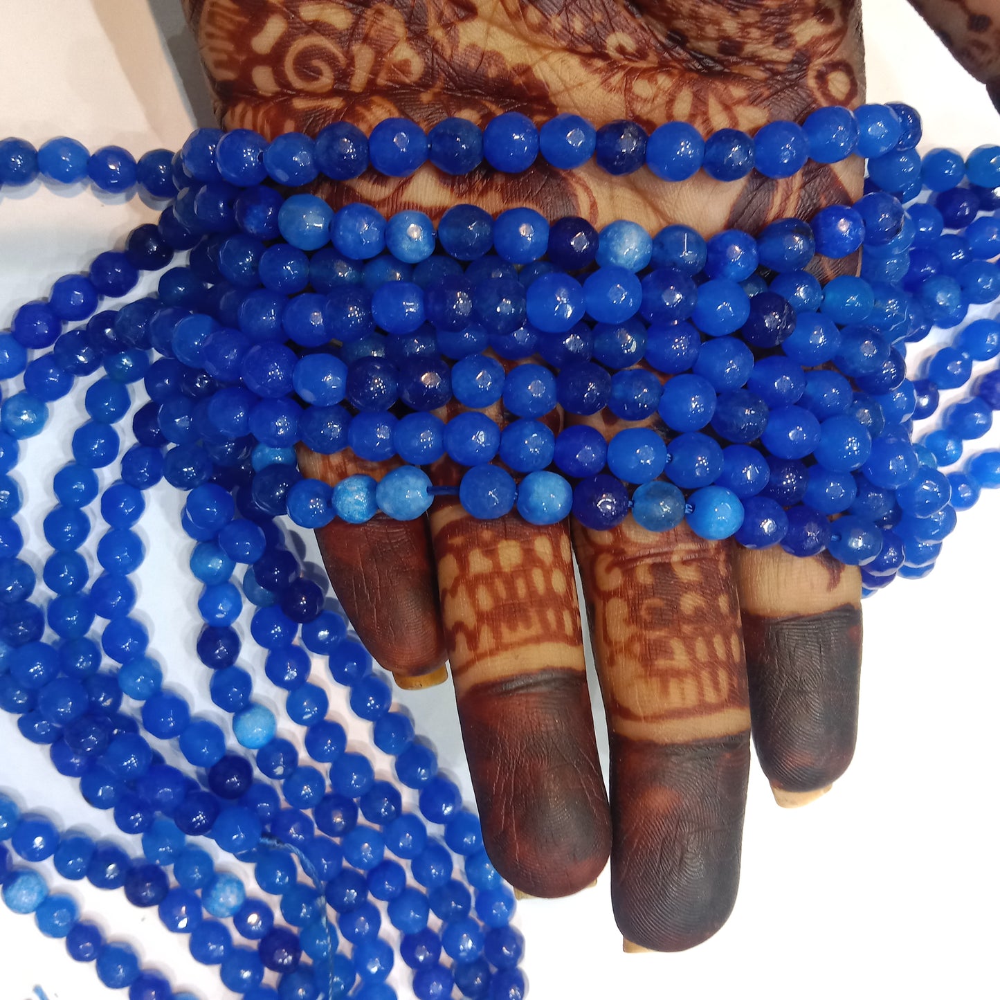 Dyed royal blue round agate Stones Beads 1 string 6mm