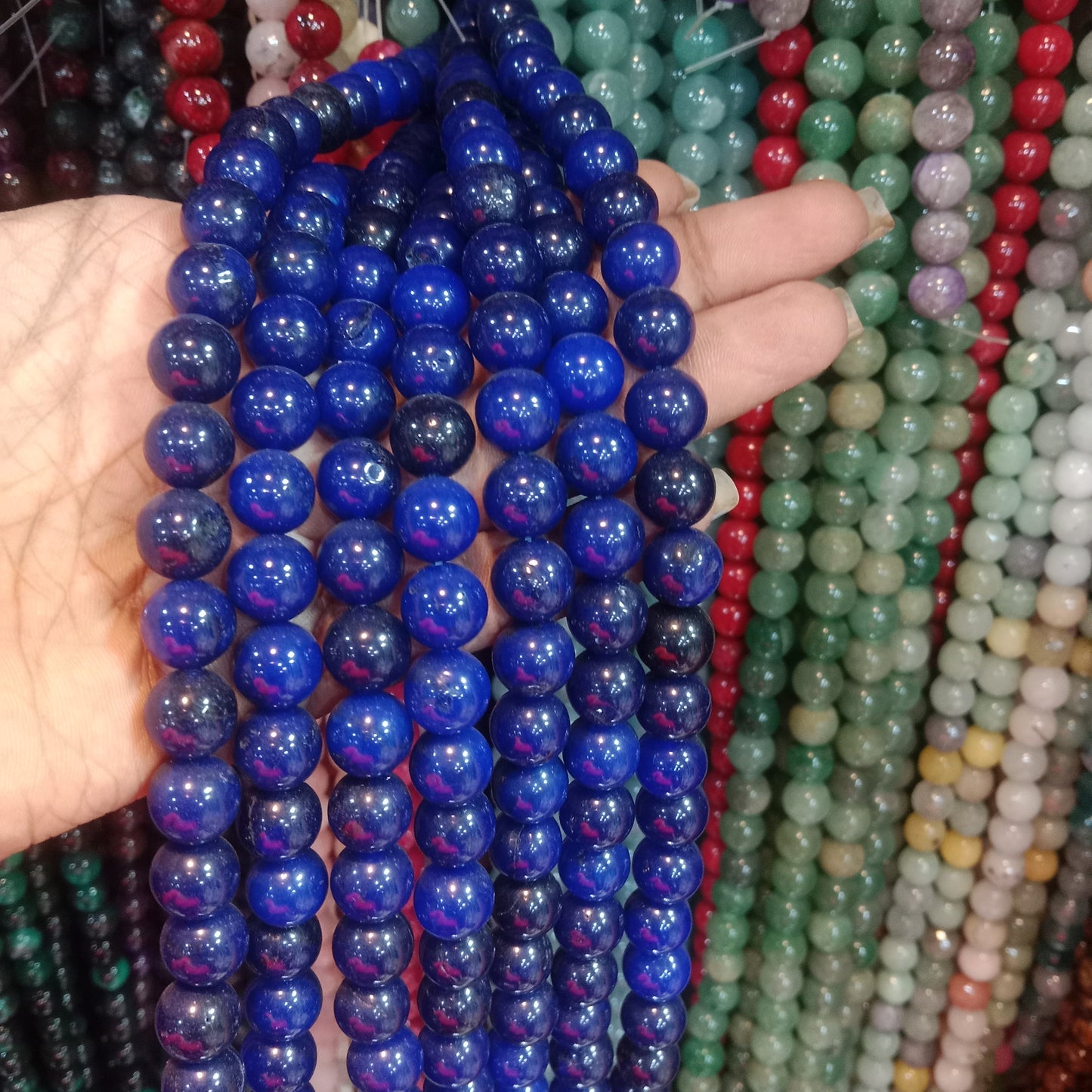 Blue Onyx Texture agate beads 10mm 1 string