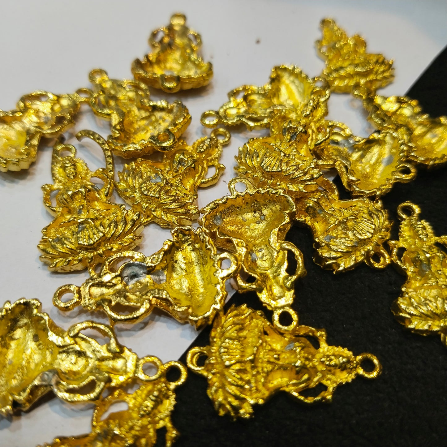 Antique gold-finish Laxmi charms 15mm 60 pcs.