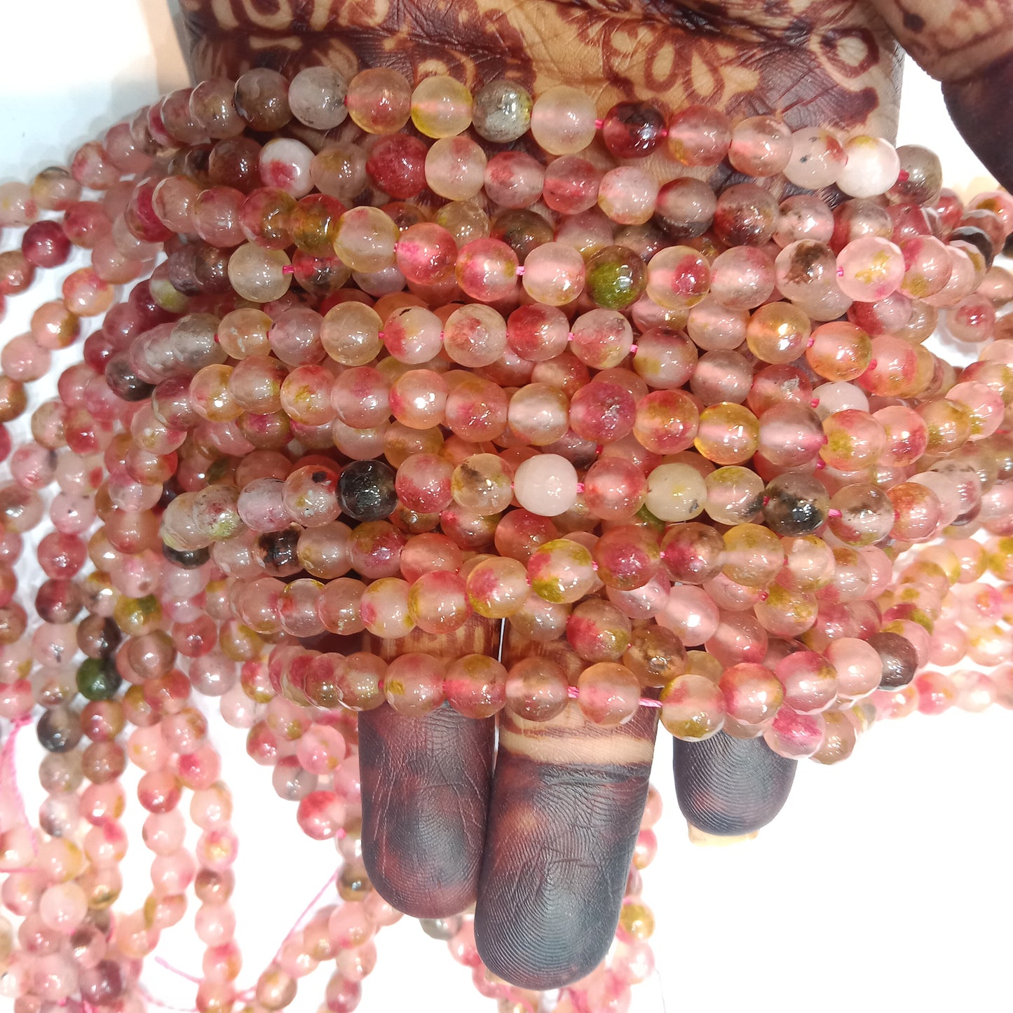 Multi-coloured palette round agate Stones Beads 1 string 6mm