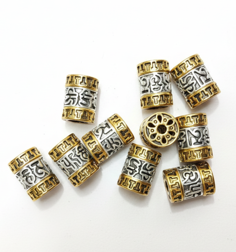 High-Quality 10x12mm Oxidized Golden-Silver Metal Beads – SunCity Exclusive
