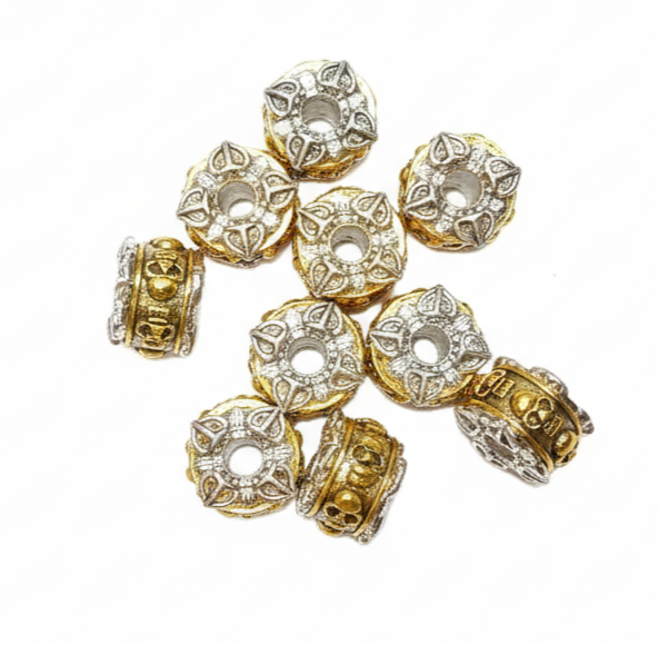 Premium 12mm Oxidized Golden-Silver Metal Beads – SunCity Exclusive