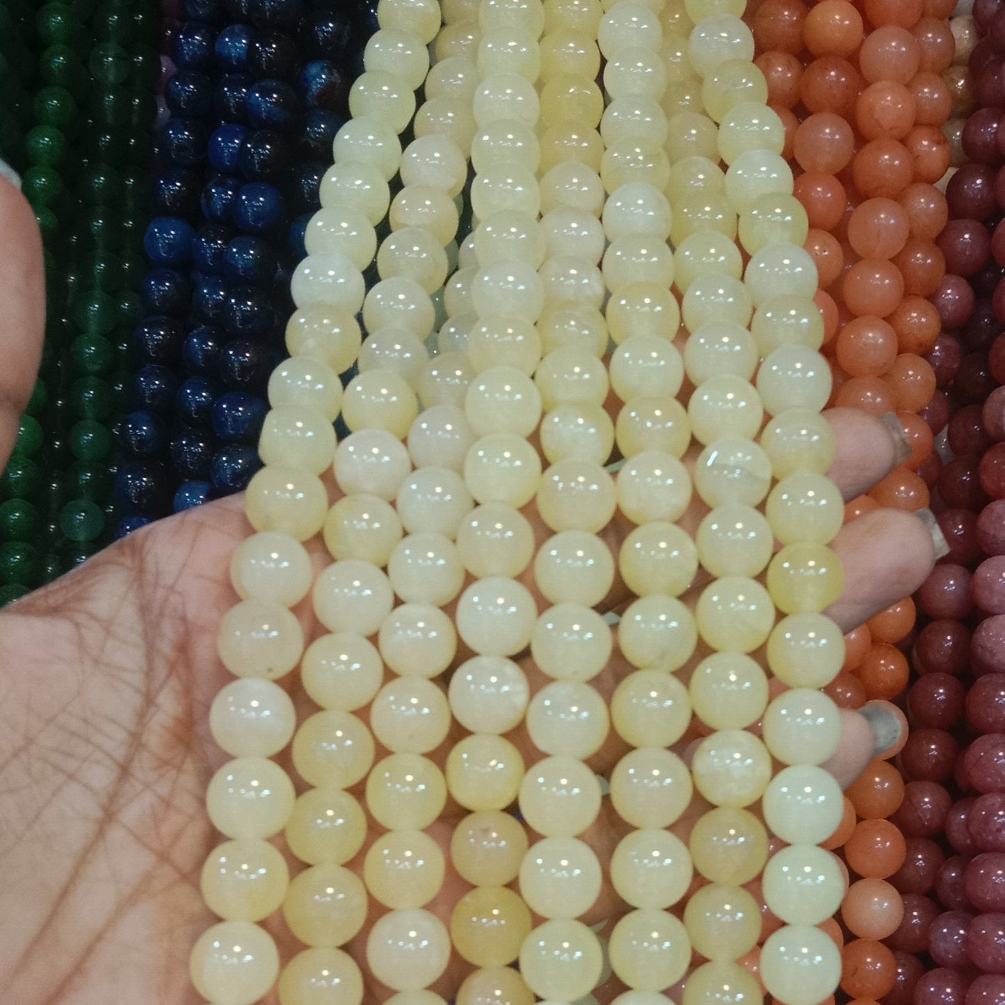 Yellow texture agate beads 10mm 1 string