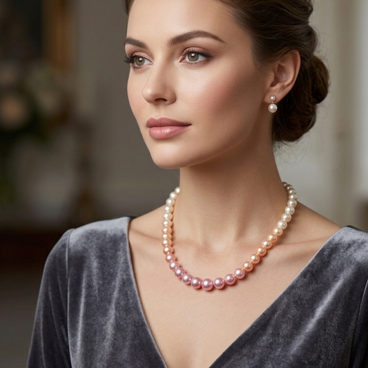 Pink shaded High quality mettalic pearl beads 1 string