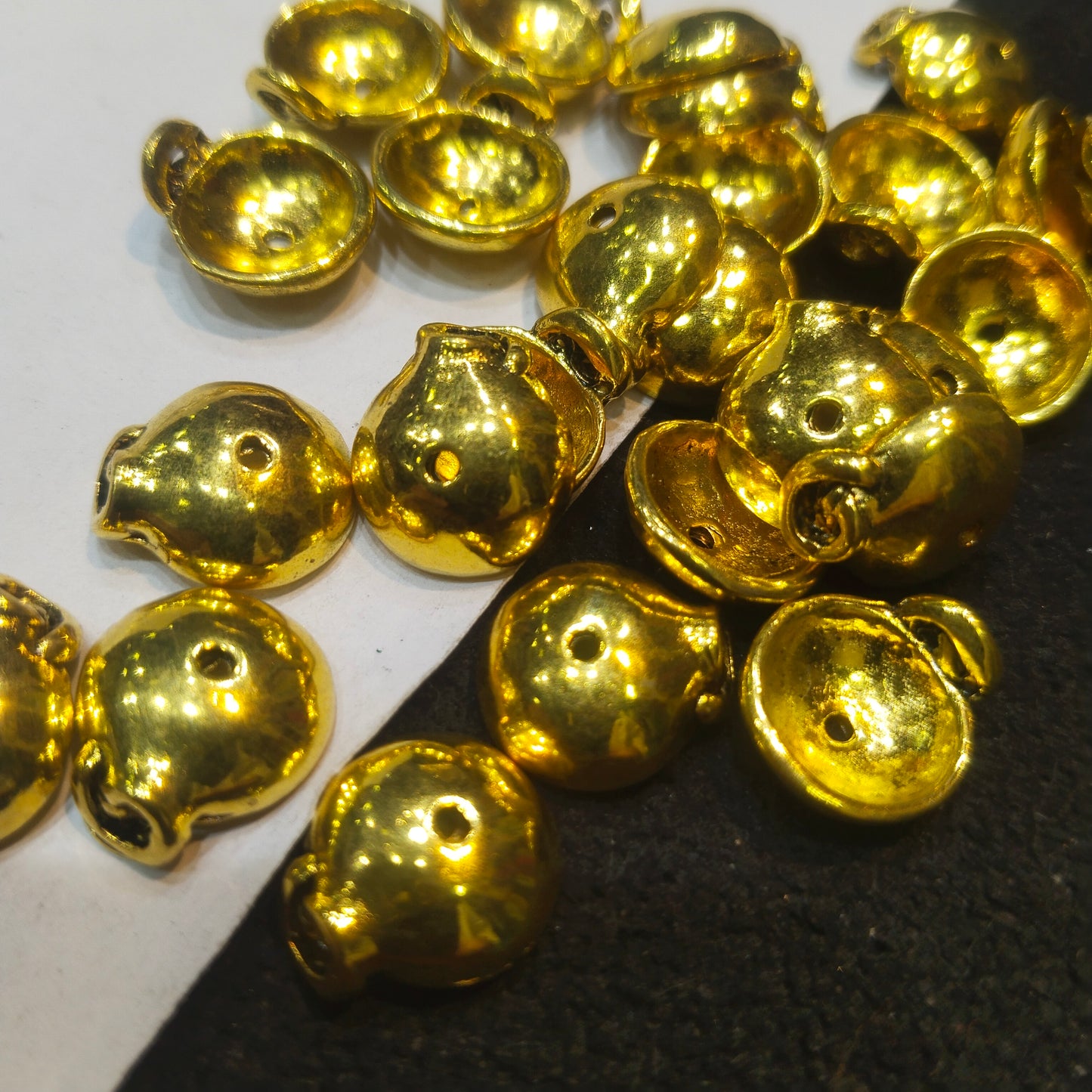 Imitation Gold-plated hollow metal bead 12mm 1 pkt 100 pcs.