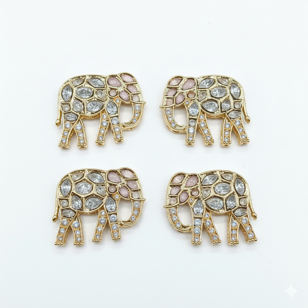 High Quality kundan Elephant connectors -2 pcs