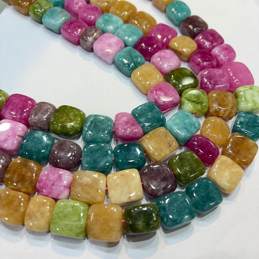 Multi colour agate beads 1 string 14X14mm