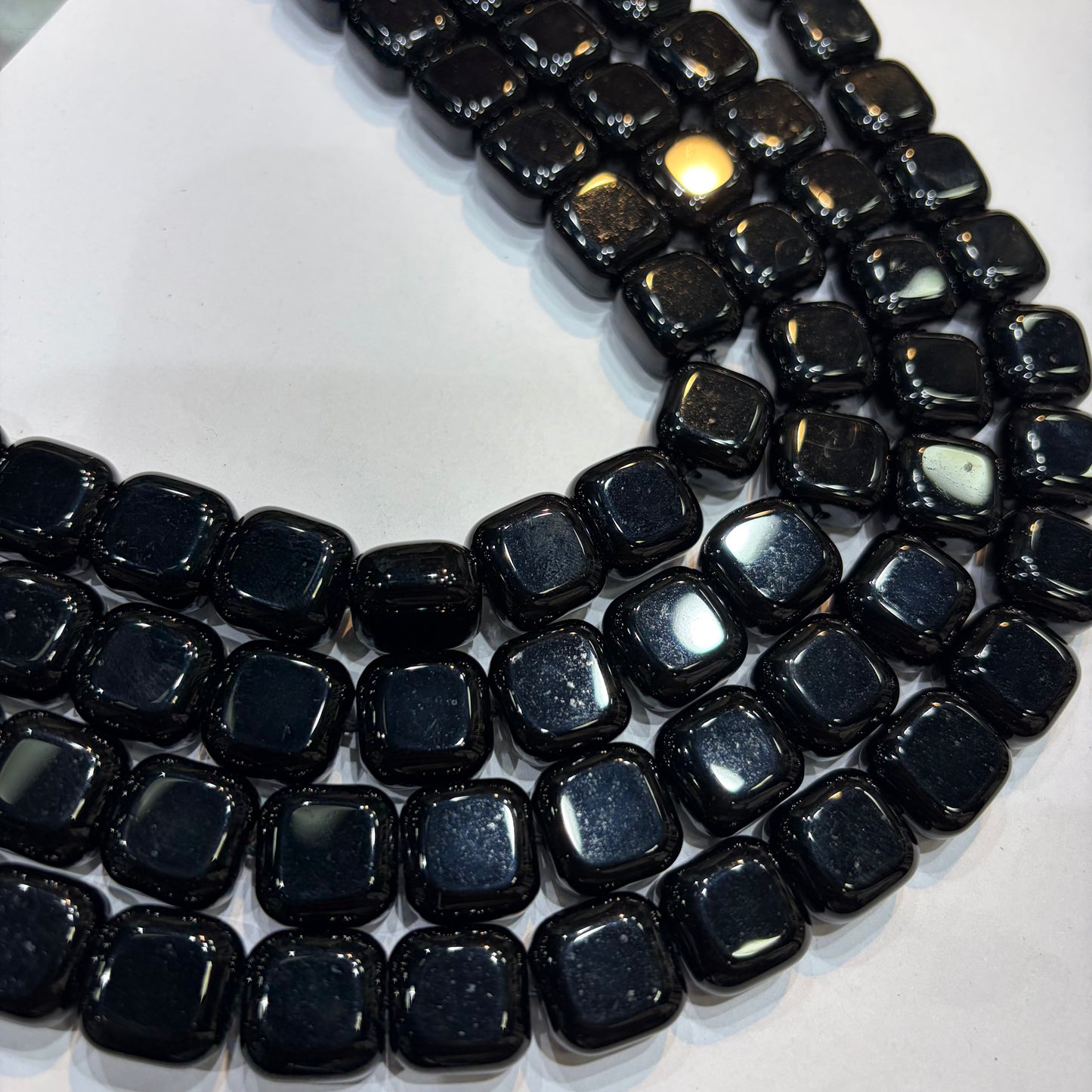 Dark black agate beads 1 string 14X14mm