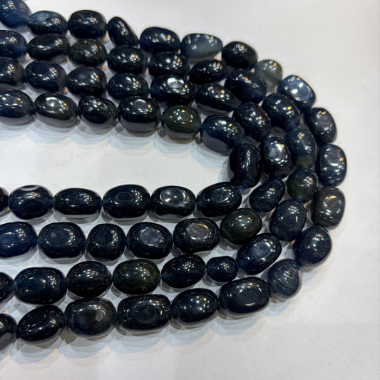 Saturated deep blue agate beads 1 string 12x16mm