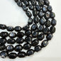 Dark black agate beads 1 string 12x16mm